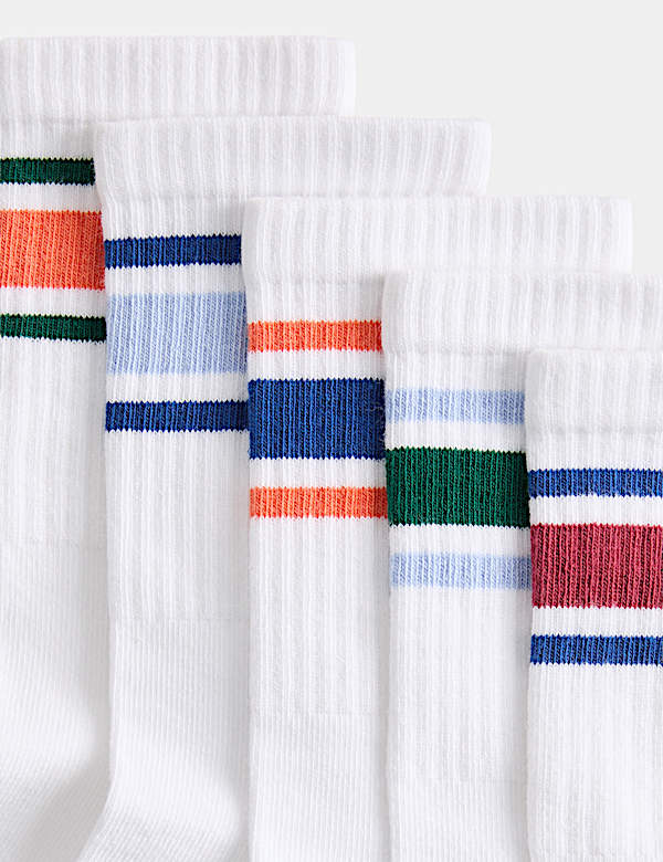 5 Pack Bold Striped Ankle Socks (6 Small - 7 Large) - NO