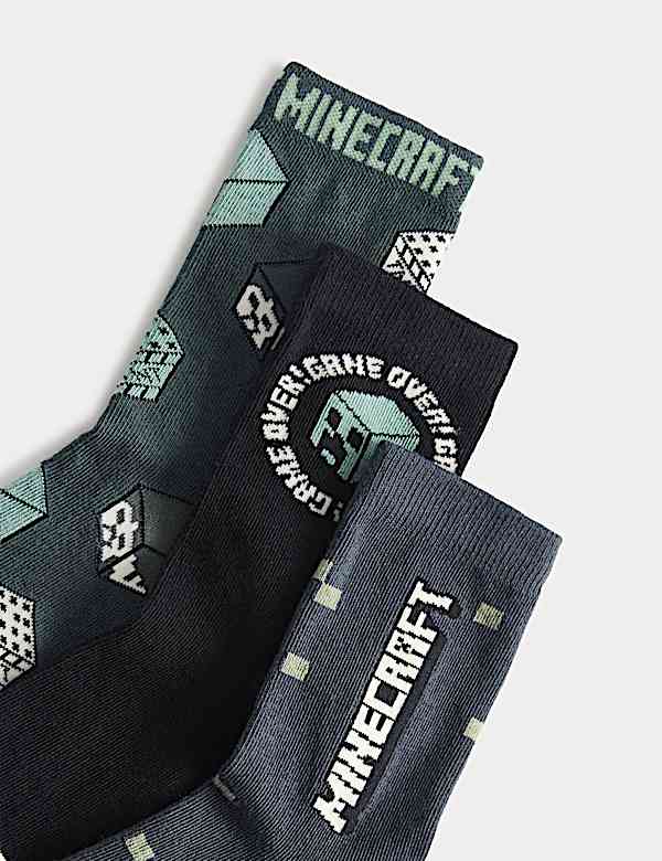 3 Pack Cotton Rich Minecraft&trade; Socks (6 Small-7 Large) - NO