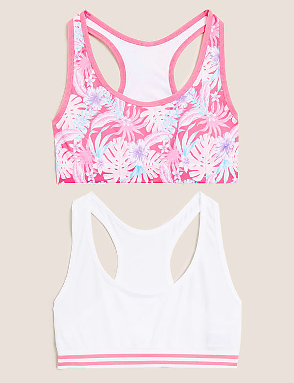 2pk Seamfree Tropical Print Crop Tops