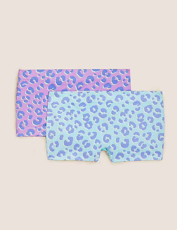 2pk Seamfree Leopard Print Shorts (6-16 Yrs)