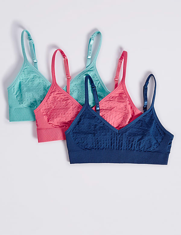 3 Pack Jacquard Spot Cropped Tops (6-16 Years)