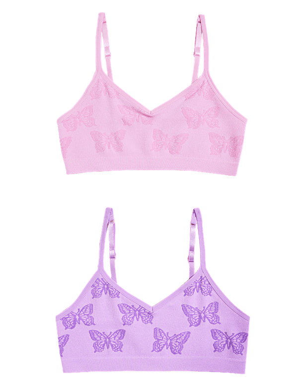 2pk Seamfree Butterfly Crop Tops (9-16 Yrs)