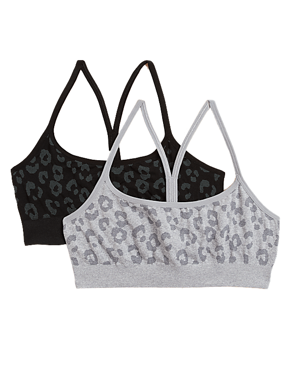2pk Seamfree Leopard Racerback Crop Tops (9-16 Yrs)