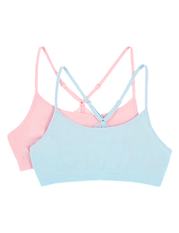 2 Pack Seamfree Lace Back Crop Tops