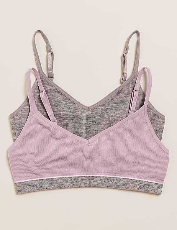 2pk Flexifit™ Ribbed Crop Tops (6-16 Yrs)