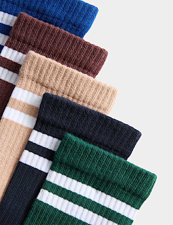 5pk Striped Ribbed Socks (6 Small - 7 Large) - BE