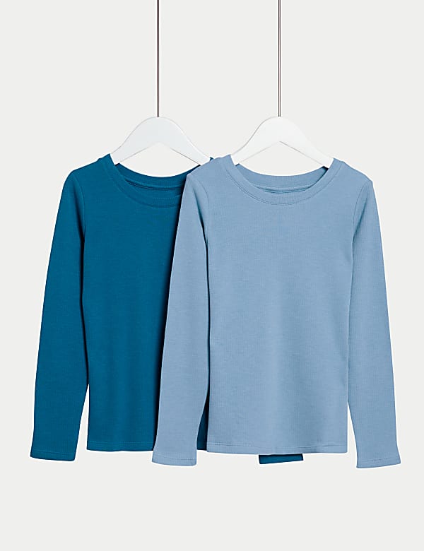 2pk Thermal Cotton Blend Tops 2 14 Yrs GREY MIX Thermals M S GR