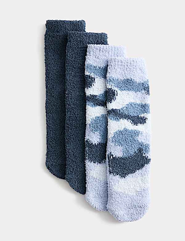 2pk Cosy Camo Slipper Socks (6 Small -7 Large) - DE