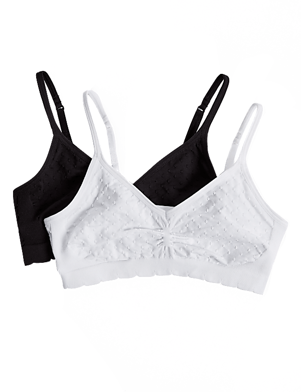 2 Pack Jacquard Spot Seamfree Cropped Tops (9-16 Yrs)
