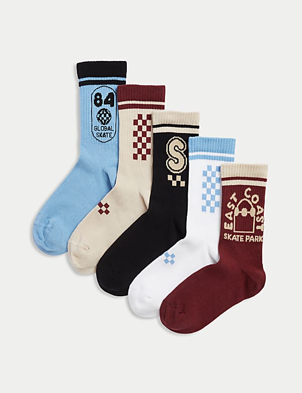 Lot de 5 paires de chaussettes de sport pour skate en coton côtelé (du 23 au 39,5) - FR