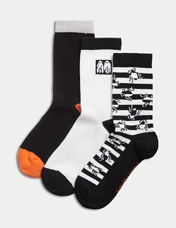 3pk Cotton Rich Beetlejuice Socks (6 Small 7 Large) MULTI Socks