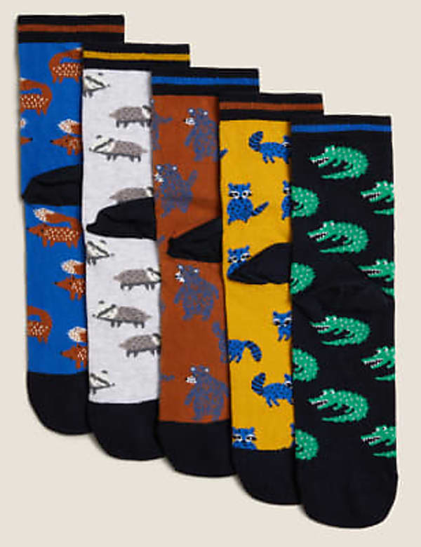 5pk Cotton Rich Animal Socks