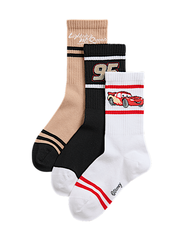 3pk Cotton Rich Pixar™ Cars Socks (6 Small-7 Large)