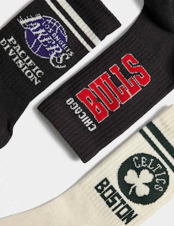3pk Cotton Rich NBA™ Sports Socks (6 Small - 10.5 Large)
