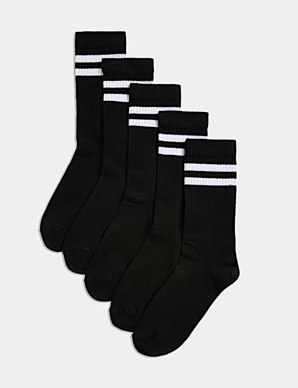Lot de 5&nbsp;paires de chaussettes sport en coton à rayures  - CH