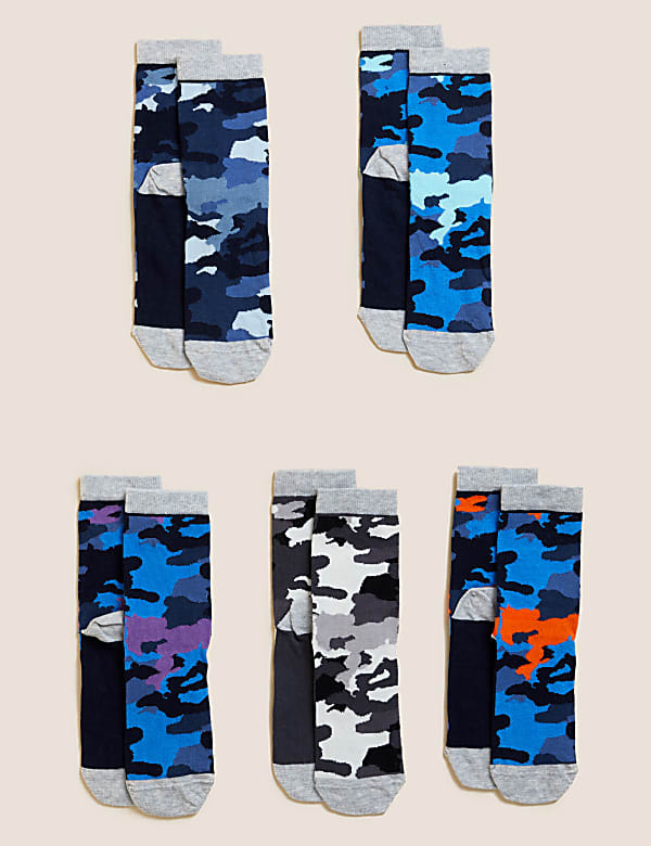 5pk Cotton Rich Camouflage Socks