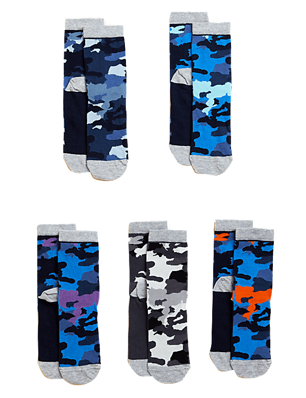 5pk Cotton Rich Camouflage Socks