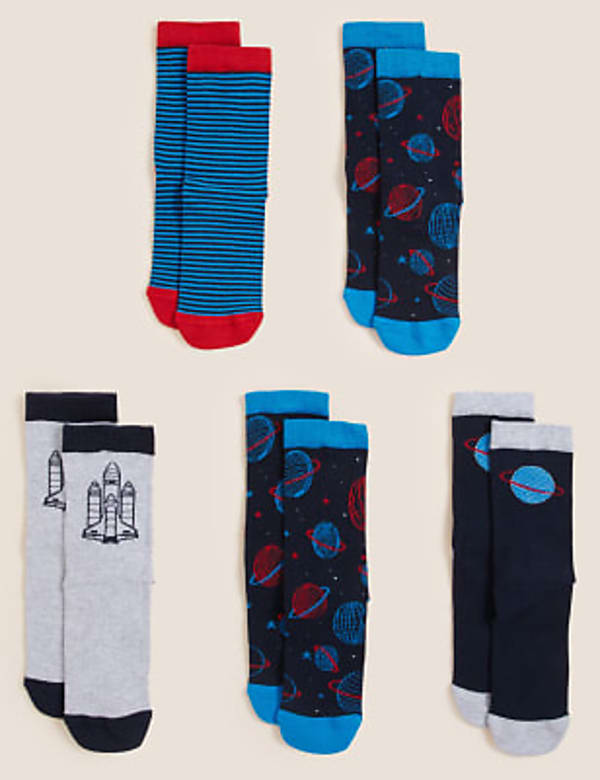 5pk Cotton Rich Space Socks