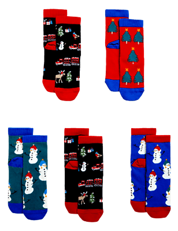 5pk Cotton Rich Christmas Socks