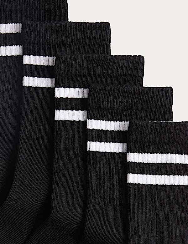 Lot de 5 paires de chaussettes sport en coton &agrave; rayures (du 23 au 40,5) - BE