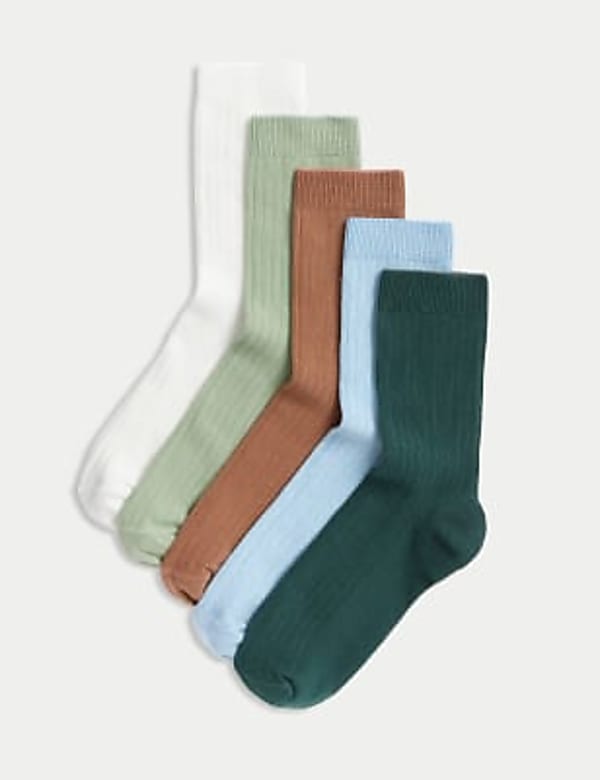 5pk Cotton Rich Ribbed Socks - AT