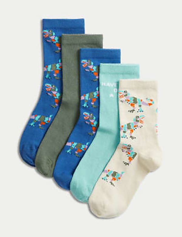 Lot de 5&nbsp;paires de chaussettes en coton à motif dinosaure - LU
