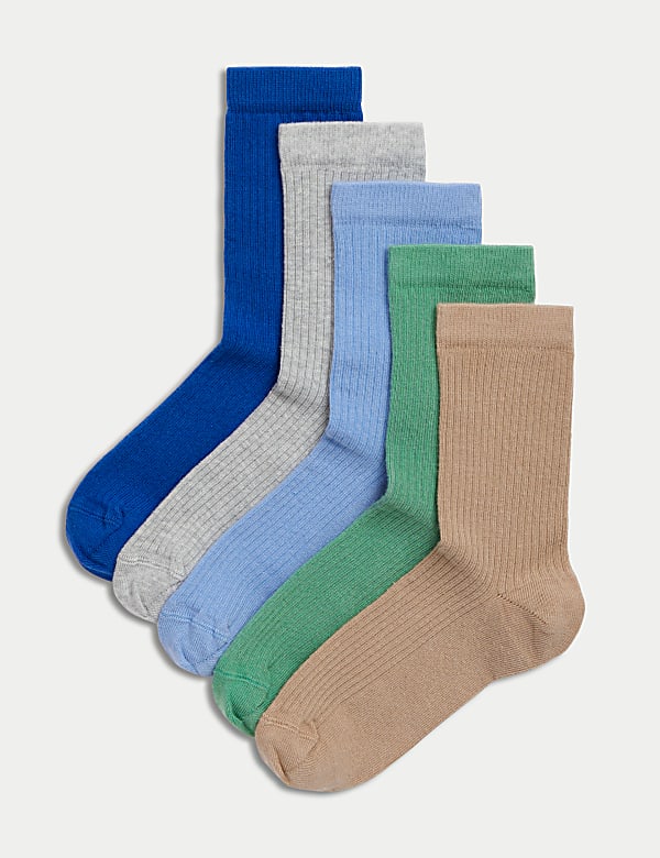 5pk Cotton Rich Ribbed Socks (2-3 Yrs) - HK
