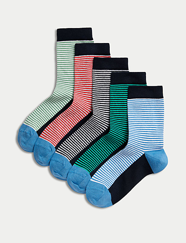 5pk Cotton Rich Striped Socks (6 Small - 7 Large) - NL