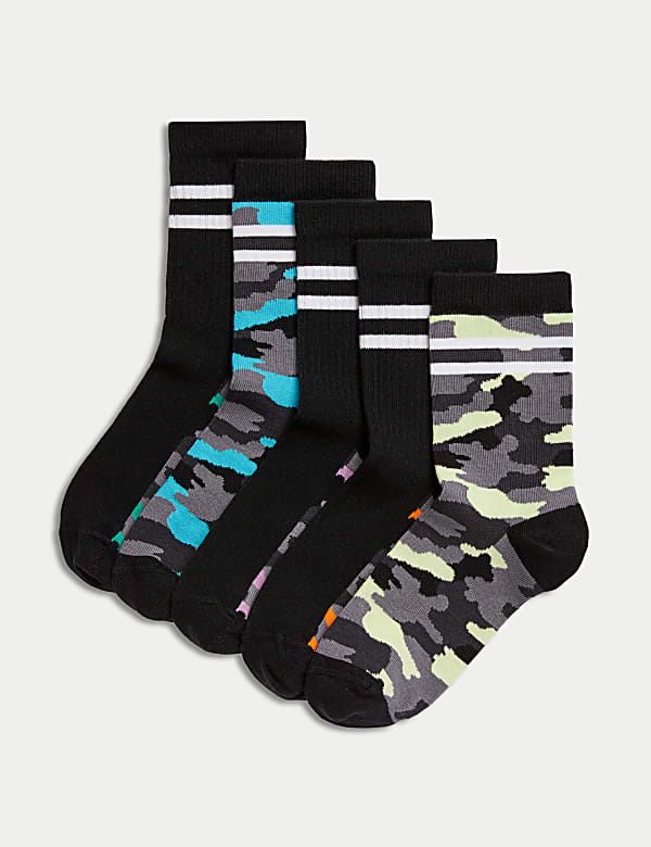 5pk Cotton Rich Camouflage Socks (6 Small - 7 Large) - AU