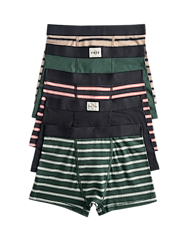 5pk Striped Cotton with Stretch Trunks (5-16 Yrs)