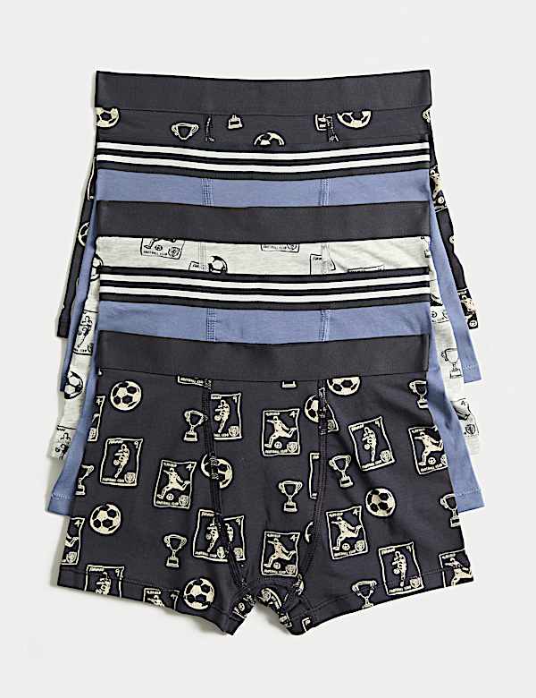 5 Pack Cotton Rich Football Trunks (5-16 Yrs)