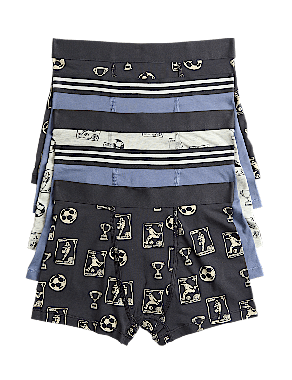 5 Pack Cotton Rich Football Trunks (5-16 Yrs)