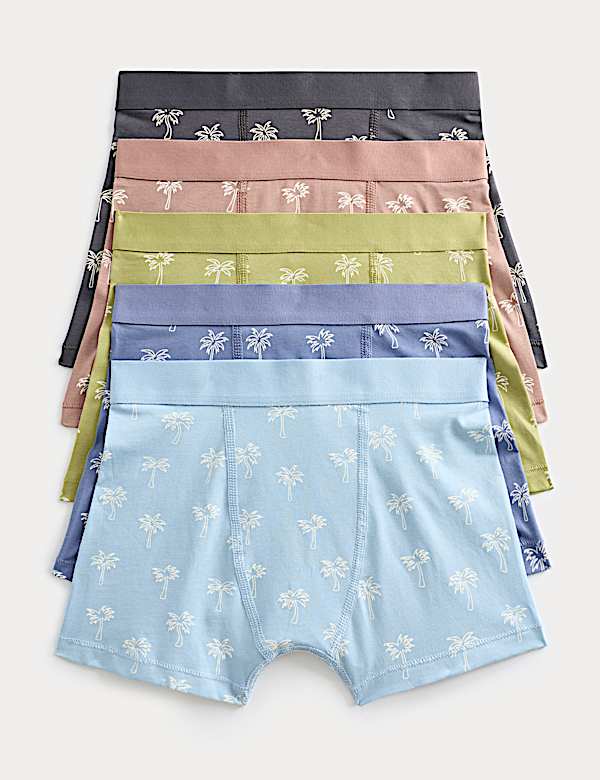 5 Pack Cotton Rich Patterned Trunks (5-16 Yrs)