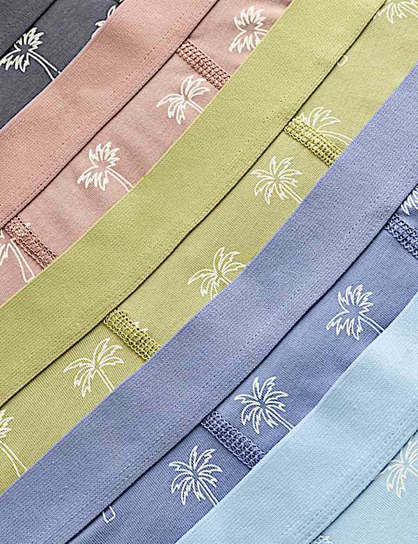 5 Pack Cotton Rich Patterned Trunks (5-16 Yrs)