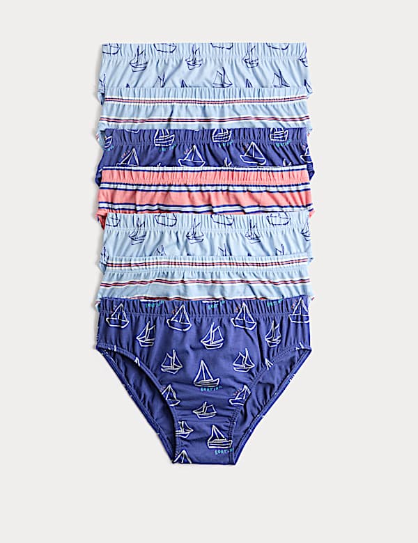 7 Pack Pure Cotton Boats & Striped Briefs (18 Mths-14 Yrs)