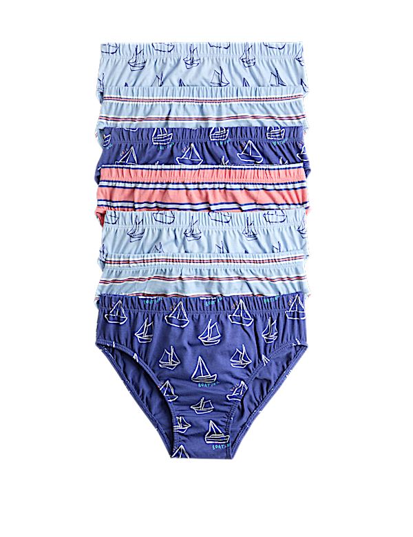 7 Pack Pure Cotton Boats & Striped Briefs (18 Mths-14 Yrs)