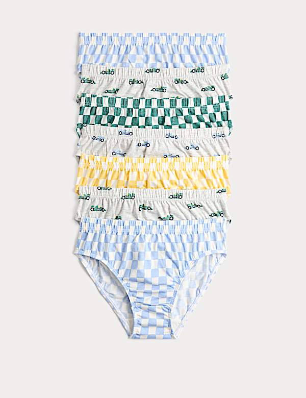 7 Pack Car & Checkerboard Pure Cotton Briefs (18 Mths-14 Yrs)