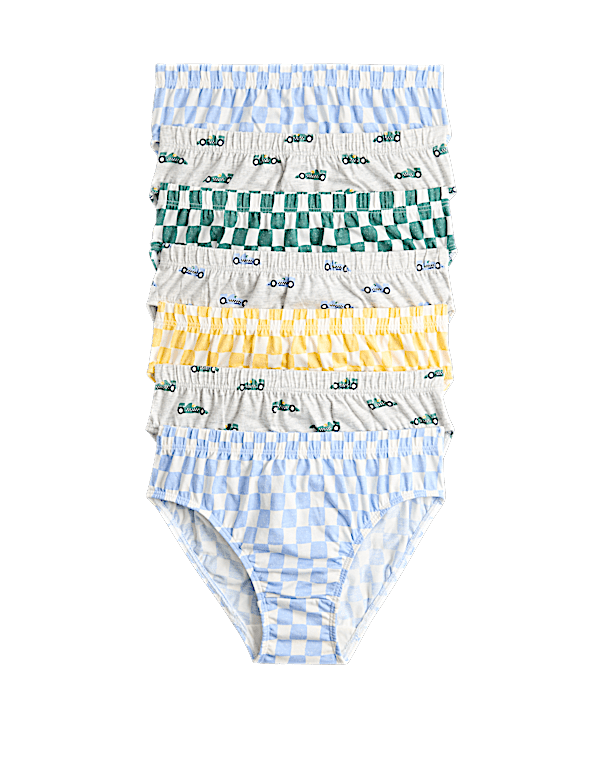 7 Pack Car & Checkerboard Pure Cotton Briefs (18 Mths-14 Yrs)