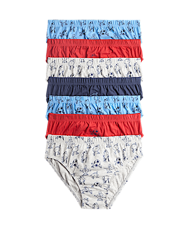 7 Pack Pure Cotton Sports Print Briefs (18 Mths-14 Yrs)