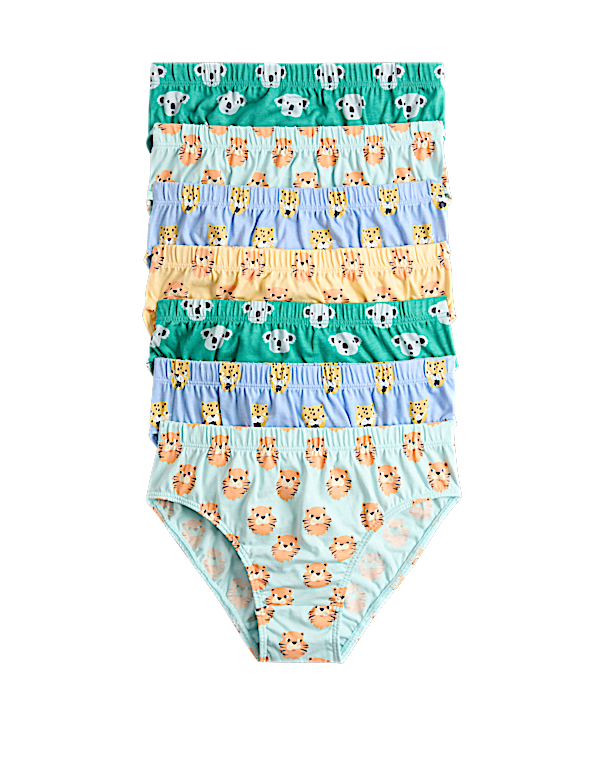 7 Pack Pure Cotton Animal Briefs (18 Mths-14 Yrs)