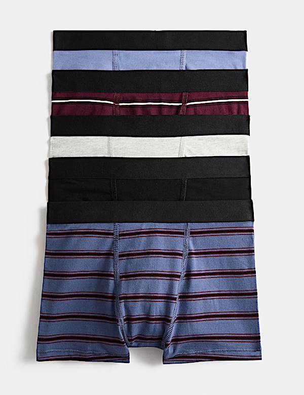5 Pack Cotton Rich Striped Trunks (5-16 Yrs)