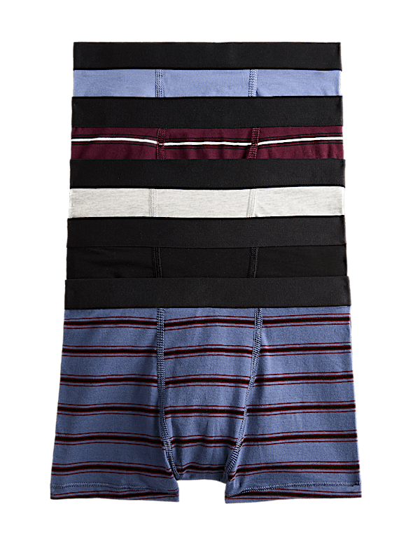 5 Pack Cotton Rich Striped Trunks (5-16 Yrs)
