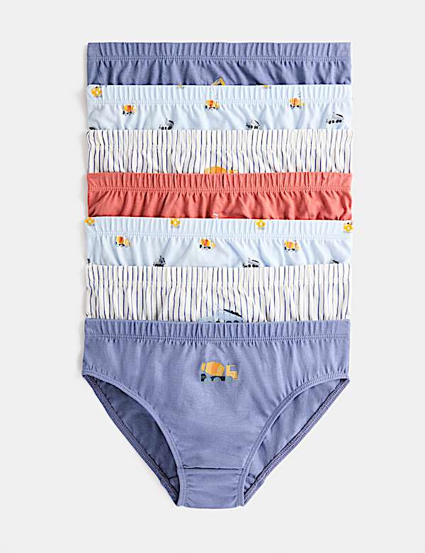 7 Pack Pure Cotton Construction Briefs (18 Mths - 10 Yrs)