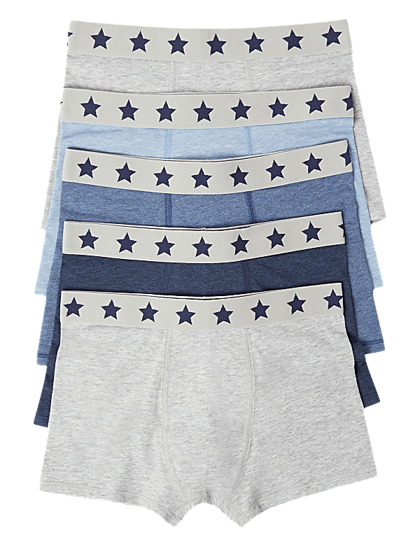 5 Pack Cotton with Stretch Marl Trunks (2-16 Yrs)