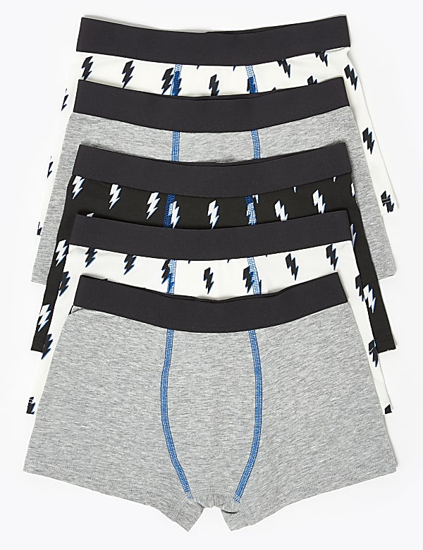 5 Pack Cotton with Stretch Lightning Trunks