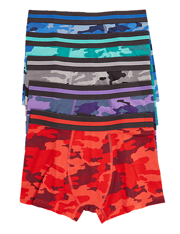5pk Cotton with Stretch Camouflage Trunks (2-16 Yrs)