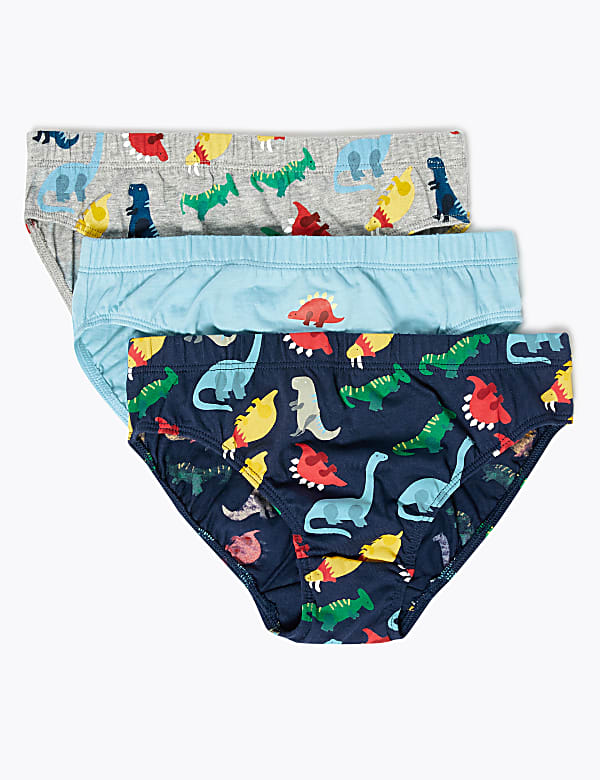 7pk Pure Cotton Dinosaur Briefs (2-7 Yrs)