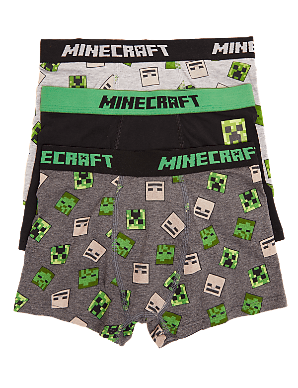 3pk Cotton with Stretch Minecraft™ Trunks (2-16 Yrs)
