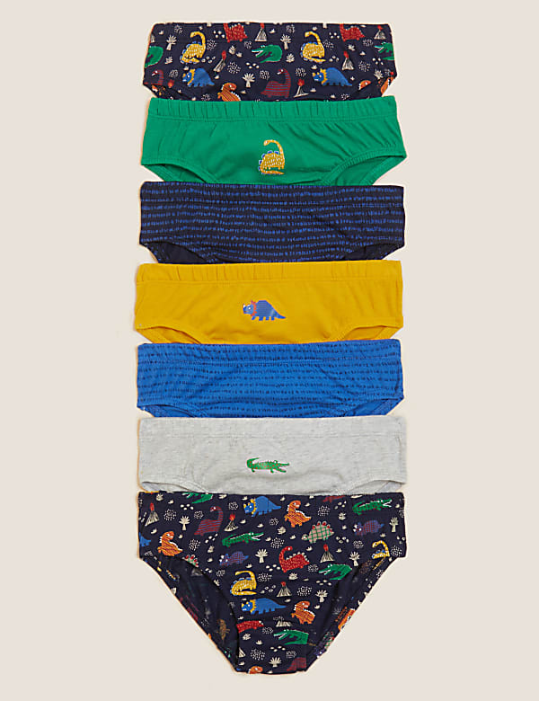 7pk Pure Cotton Dinosaur Briefs (18 Mths - 7 Yrs)