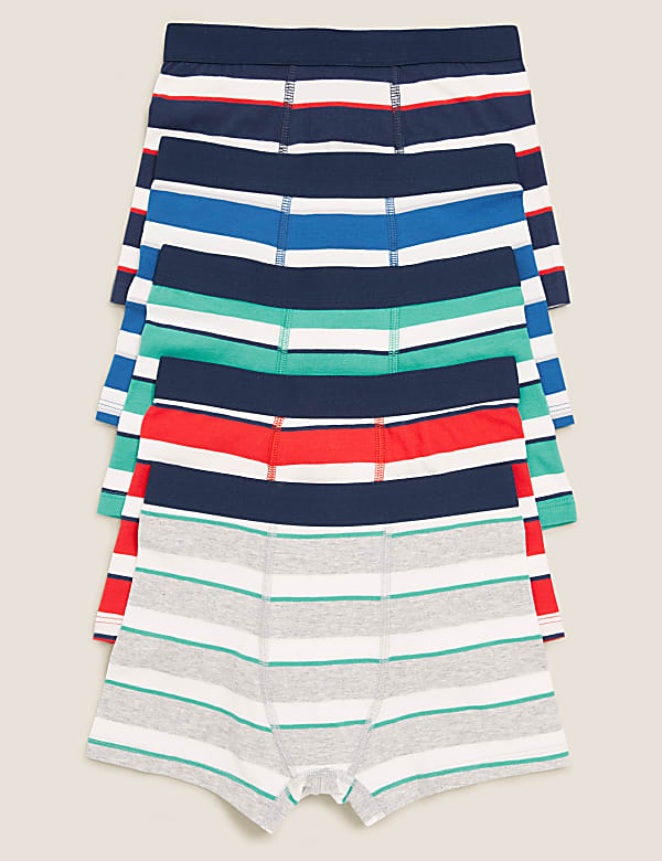 5pk Cotton Rich with Stretch Striped Trunks (2-16 Yrs)